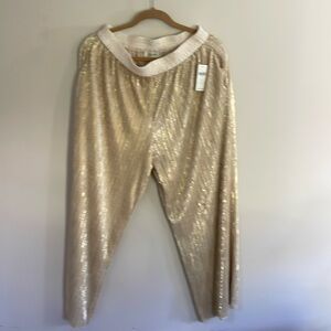 NWT Shiny Gold Wide Leg Anthropology Pants by Elevenses